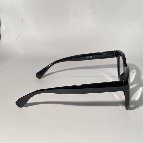 1560 Mona Reading Glasses 1.25 Black Readers Rounded Square Frame NWT - Picture 7 of 10